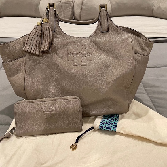 Tory Burch Handbags - Grey Tory Burch Hobo Purse and wallet set